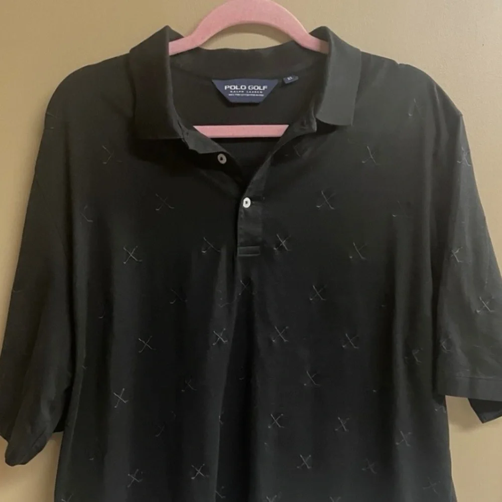 Ralph Lauren Black Polo with Subtle Pattern Golf Shirt